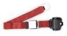 2pt bright red retractable lap belt chrome aviation buckle w/lap belt hardware kit RETROBELT 259-BRD-21