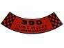 FORD MUSTANG 1967-1969 390 4V PREMIUM FUEL AUTOCOLLANT MOTEUR DE FILTRE A AIR Air cleaner decal SCOTT DRAKE DF-54