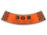 FORD MUSTANG 1968-1969 302 4V PREMIUM FUEL AUTOCOLLANT MOTEUR DE FILTRE A AIR Air cleaner decal SCOTT DRAKE DF-61