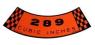 FORD MUSTANG 1967-1968 V8 289 2v AUTOCOLLANT MOTEUR DE FILTRE A AIR cleaner decal  SCOTT DRAKE DF-104