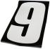 SET D`AUTOCOLLANTS STICKERS NUMRO 9 BLANC POUR COURSE MOTOCROSS 6*