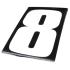 SET D`AUTOCOLLANTS STICKERS NUMRO 8 BLANC POUR COURSE MOTOCROSS 6*