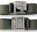 FORD MUSTANG 1964-1973 KIT PAIRE CEINTURE DE SECURITE AVEC EMBLEME MUSTANG VERT Seat belt set with mustang emblem green pair SCOTT DRAKE SB-GN-H